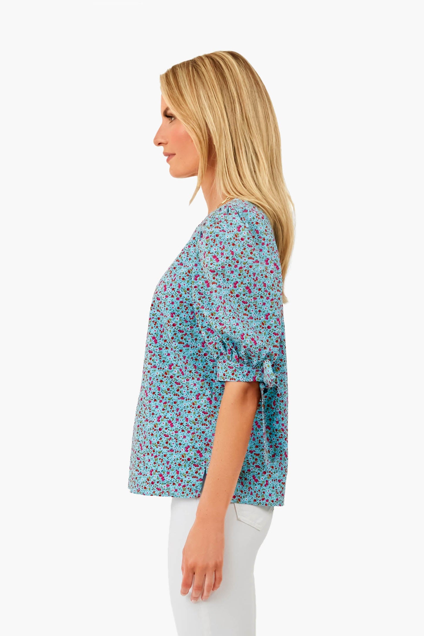 Blue Ditsy Floral Fiona Blouse