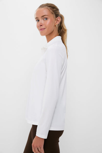 White Long Sleeve Caroline Polo