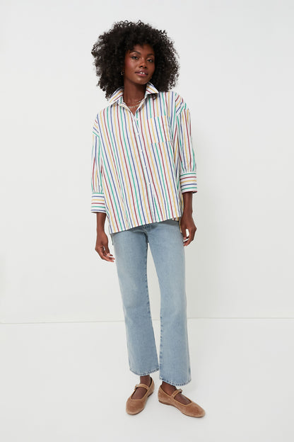 Rainbow Striped Adair Boyfriend Shirt
