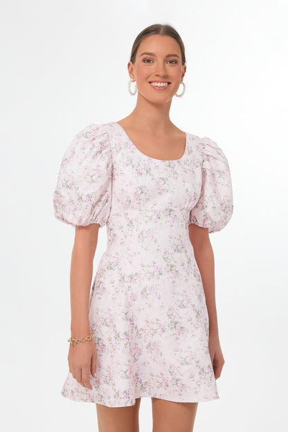 Pink Jacquard Empire Ella Mini Dress