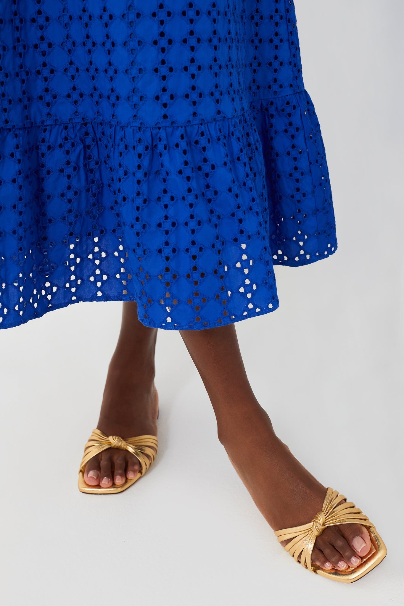 Royal Blue Eyelet Midi Tryall Dress