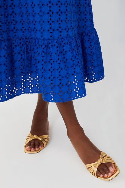 Royal Blue Eyelet Midi Tryall Dress