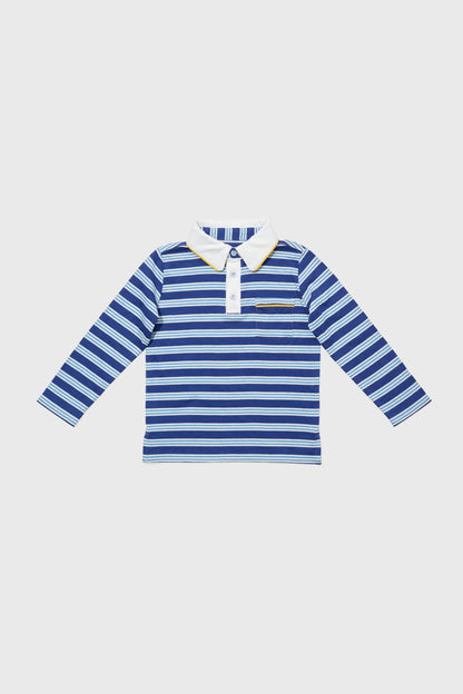 Navy Twin Stripe Parker Polo