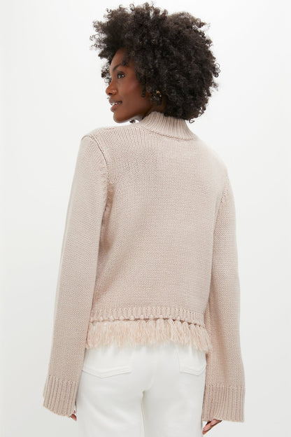 Taupe Fringe Cable Knit Carly Sweater