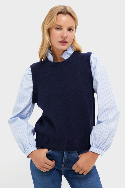 Navy Striped Ella Sweater Blouse