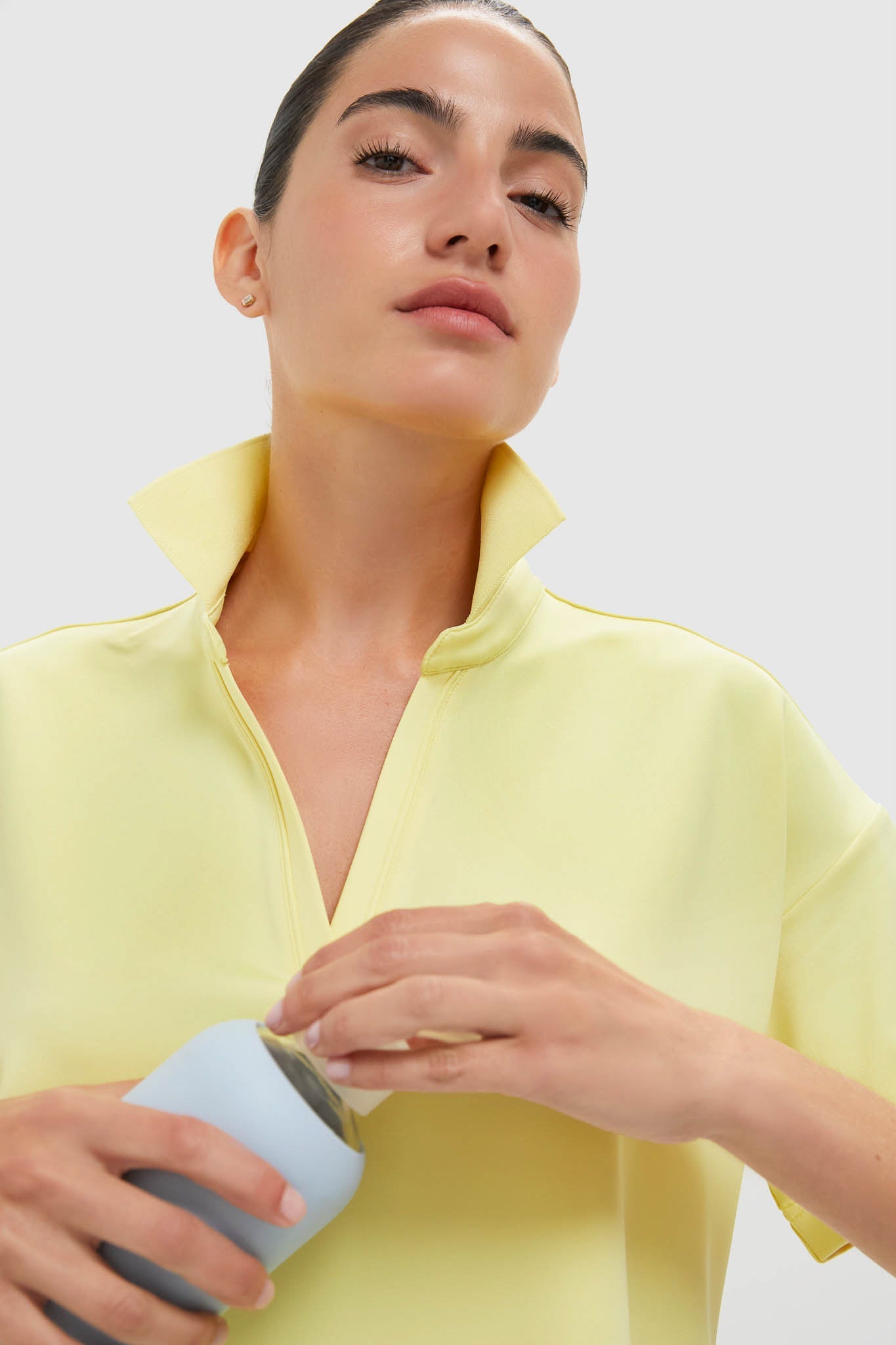 Lemongrass Cropped Performance Jersey Caroline Polo