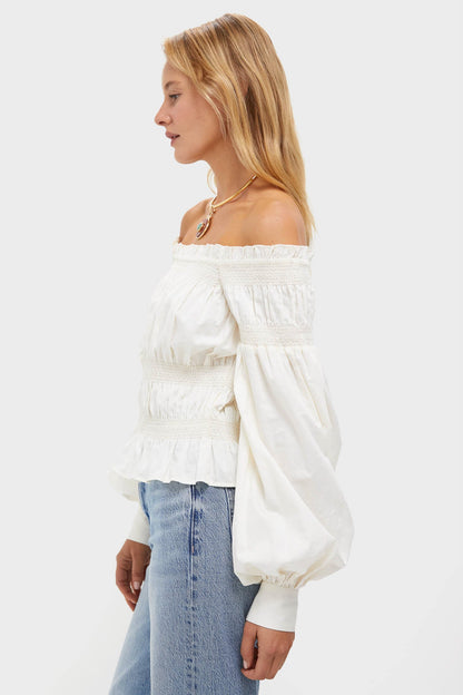 Vintage White Smocked Adeline Blouse