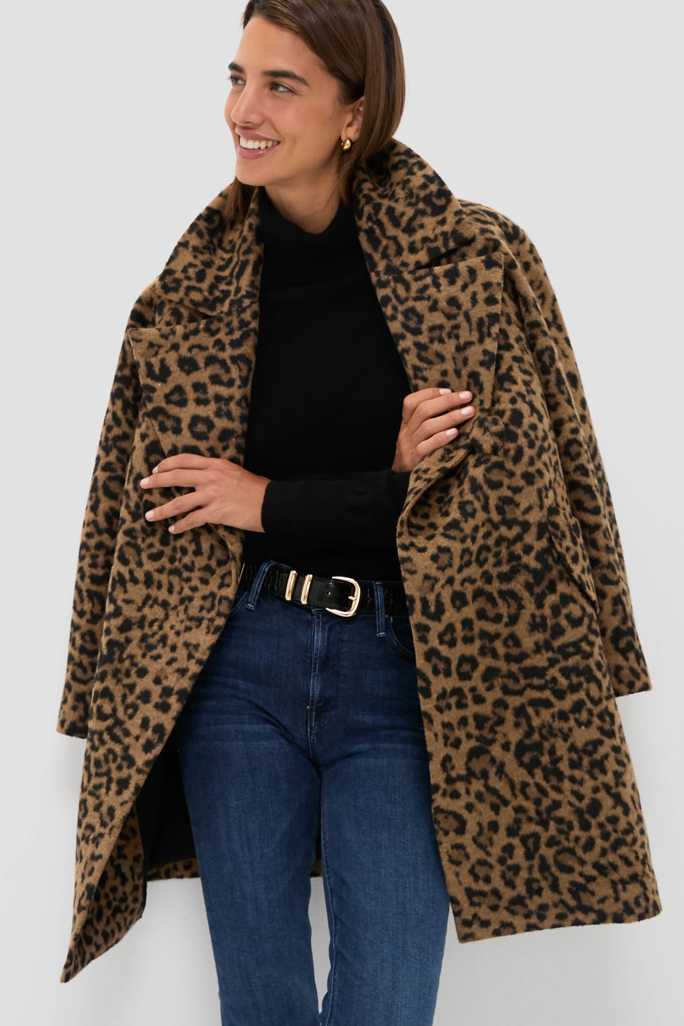 Leopard Brushed Wool Harley Peacoat