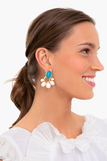 Turquoise Adelaide Pearl Drop Earrings