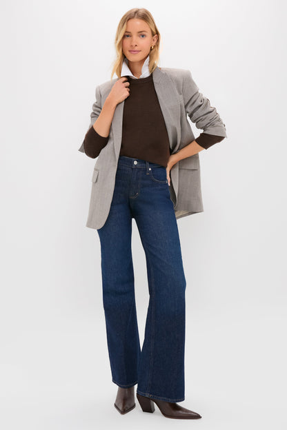 Gray Herringbone Suede Patch Leo Blazer