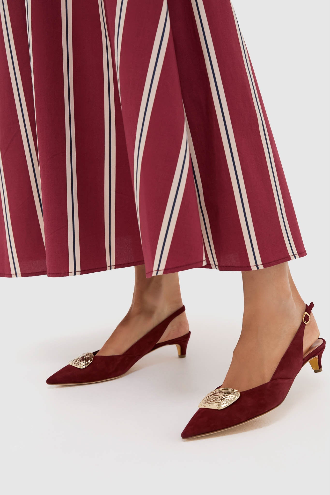 Merlot with Gold Mistly Slingback Heels