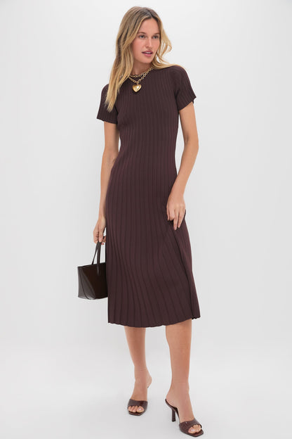 Chocolate Knit Murphy Swing Midi Dress