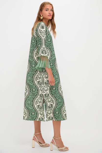 Emerald Mirasol Wave Fringe Sleeve Jamie Dress