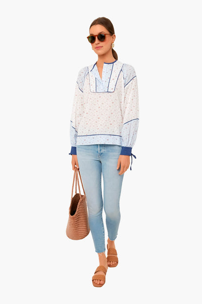 Ditsy Blue And White Rebecca Shirt