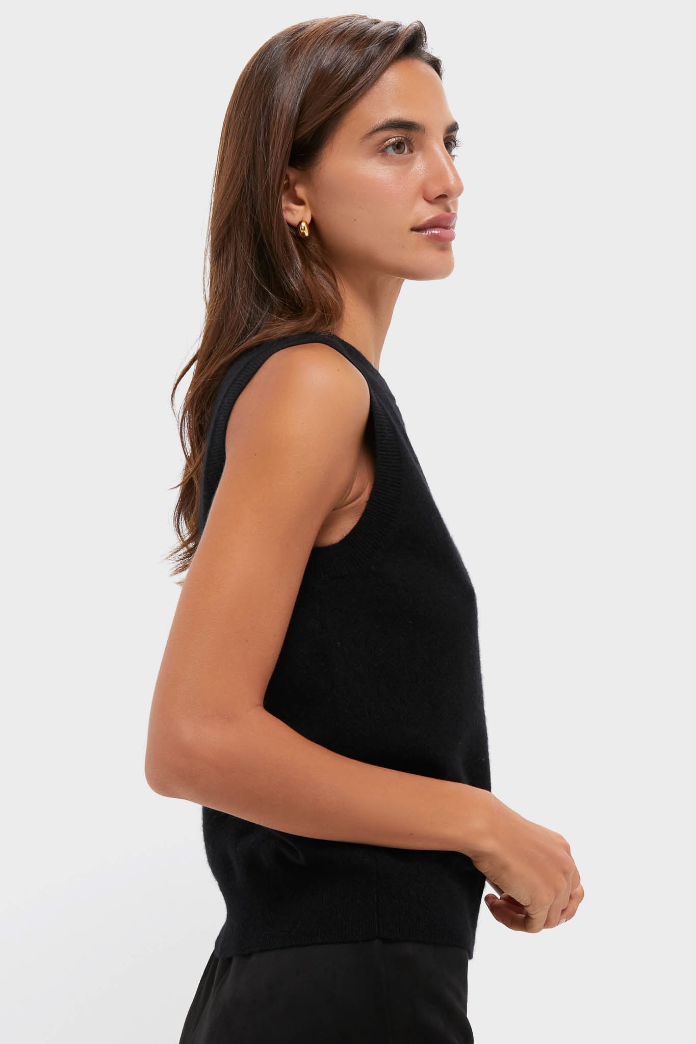 Black Cashmere Sleeveless Shell
