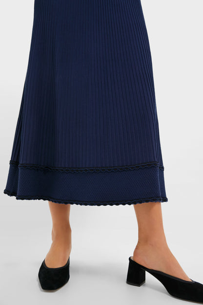Navy Knit Claudia Midi Skirt