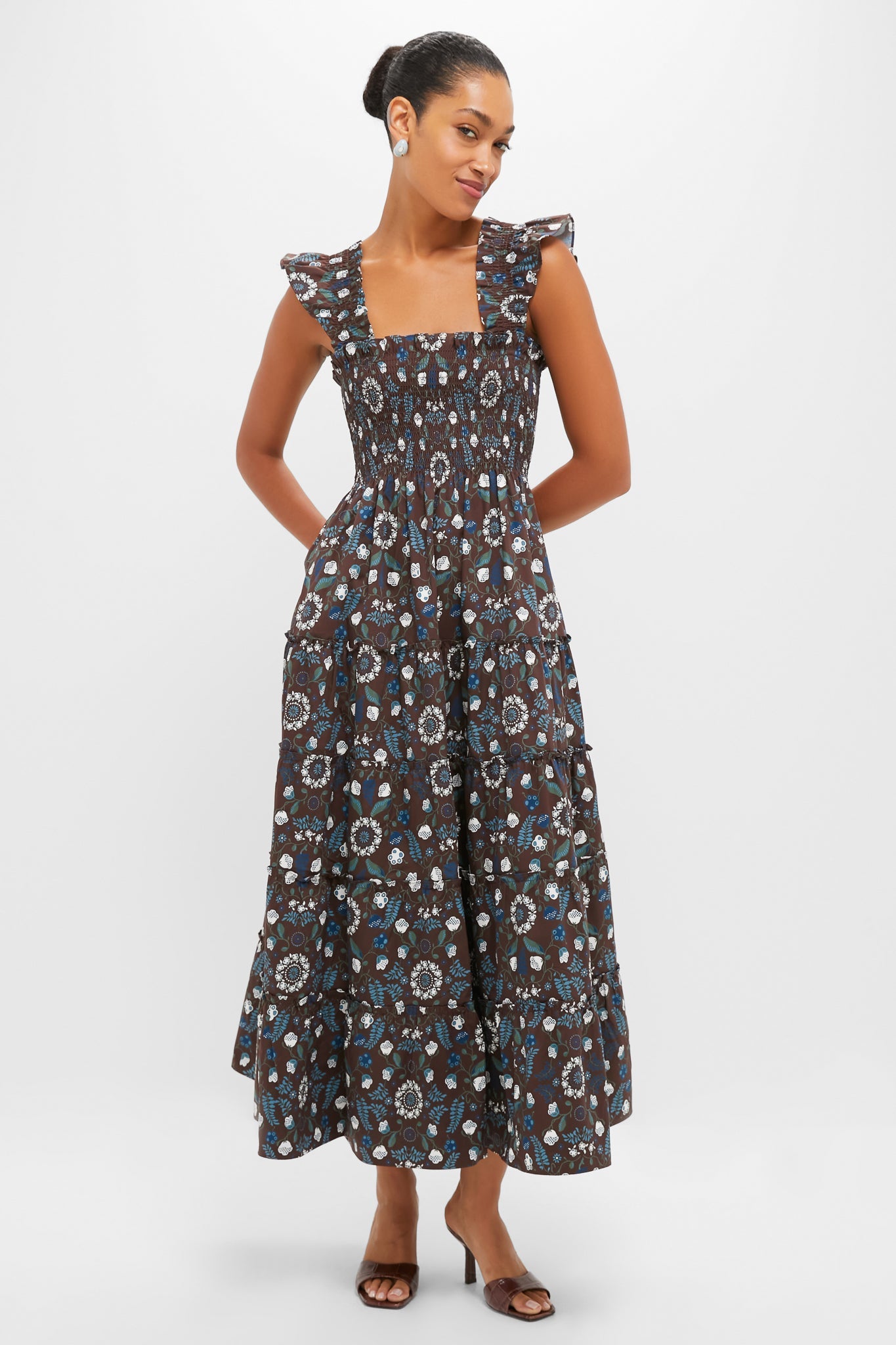 Chocolate Swedish Floral Ellie Maxi Nap Dress
