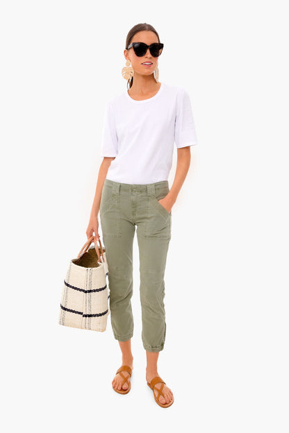 Washed Military Banded Bottom Trapunto Pant