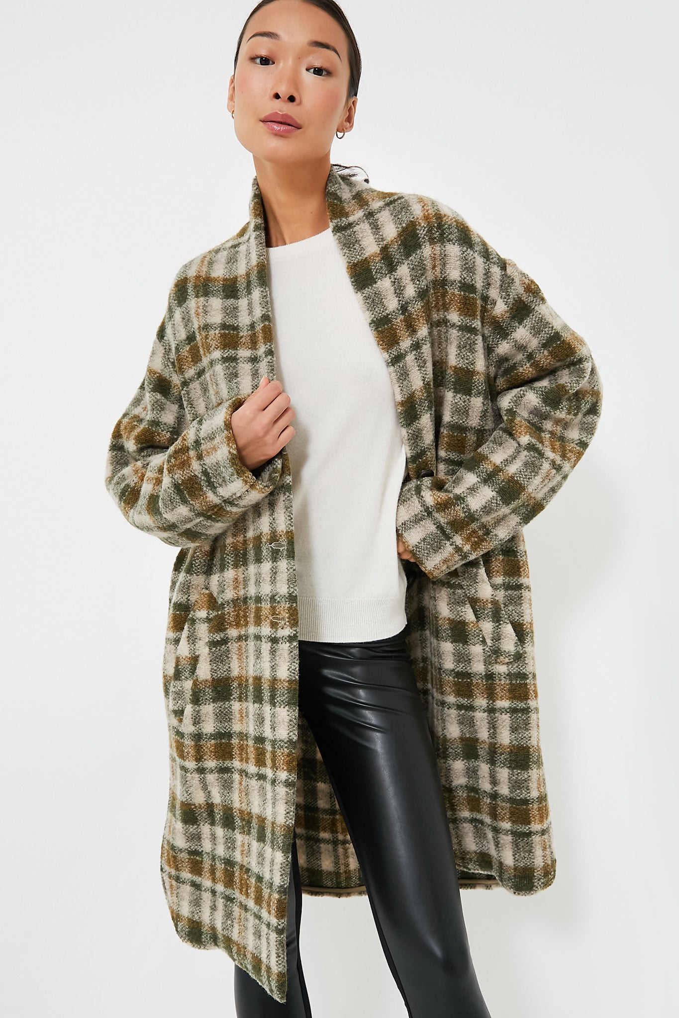 Khaki Ecru Plaid Gabriel Coat