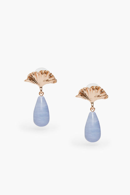 Light Blue Gingko Drop Earrings