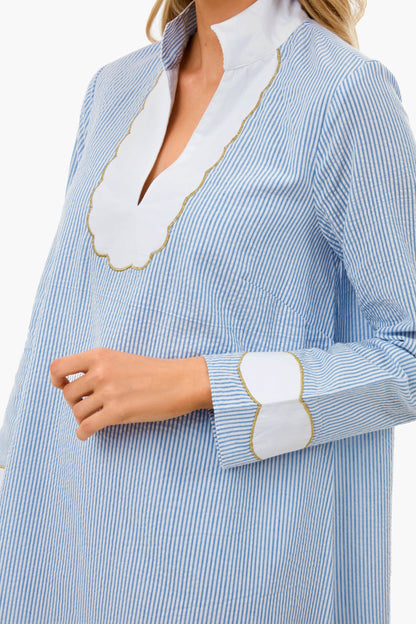 Blue Seersucker Gail Dress