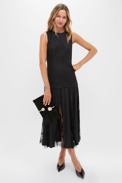 Black Mixed-Media Coco Maxi Dress