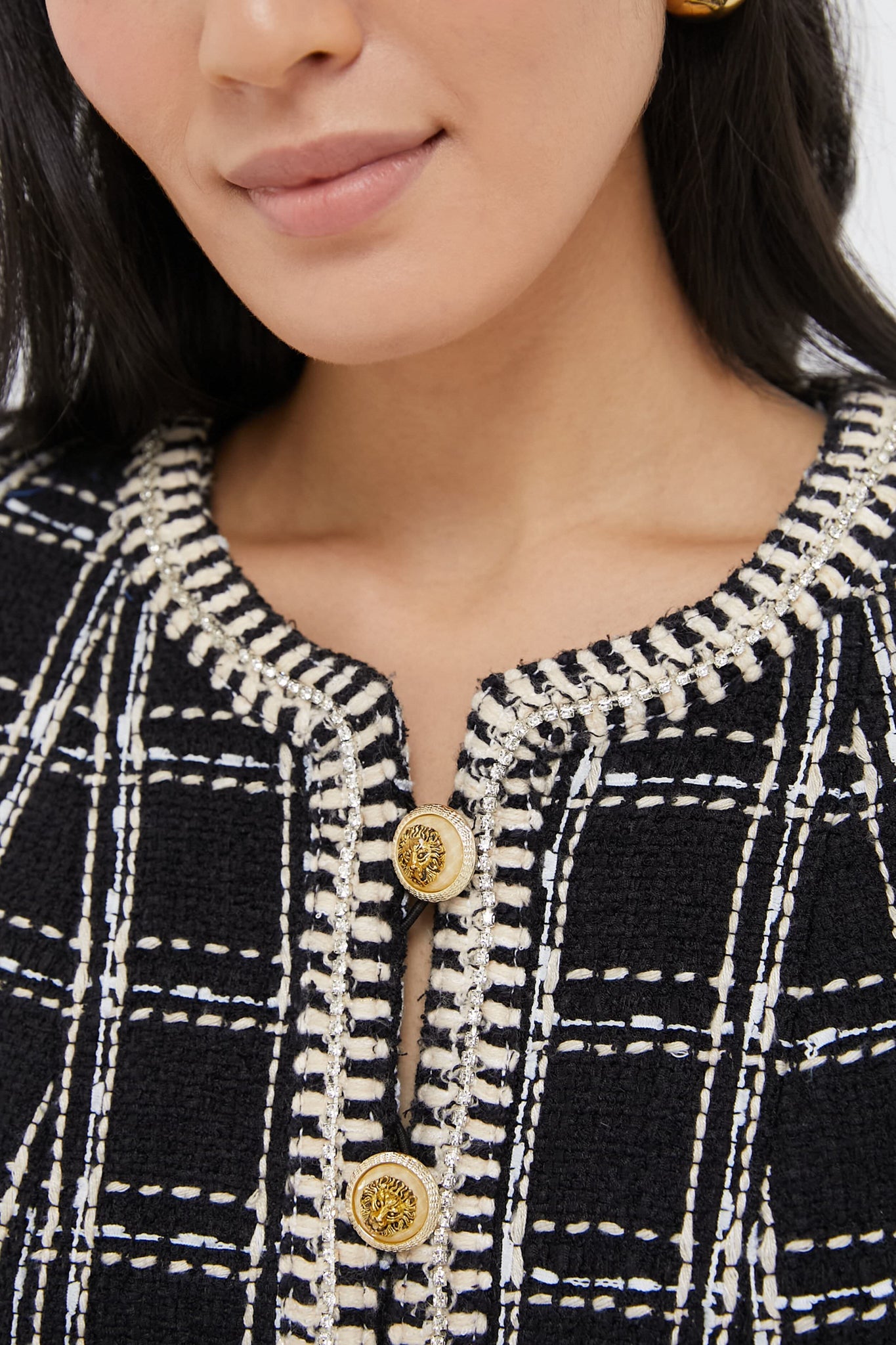 Embellished Black Tweed Onassis Dress