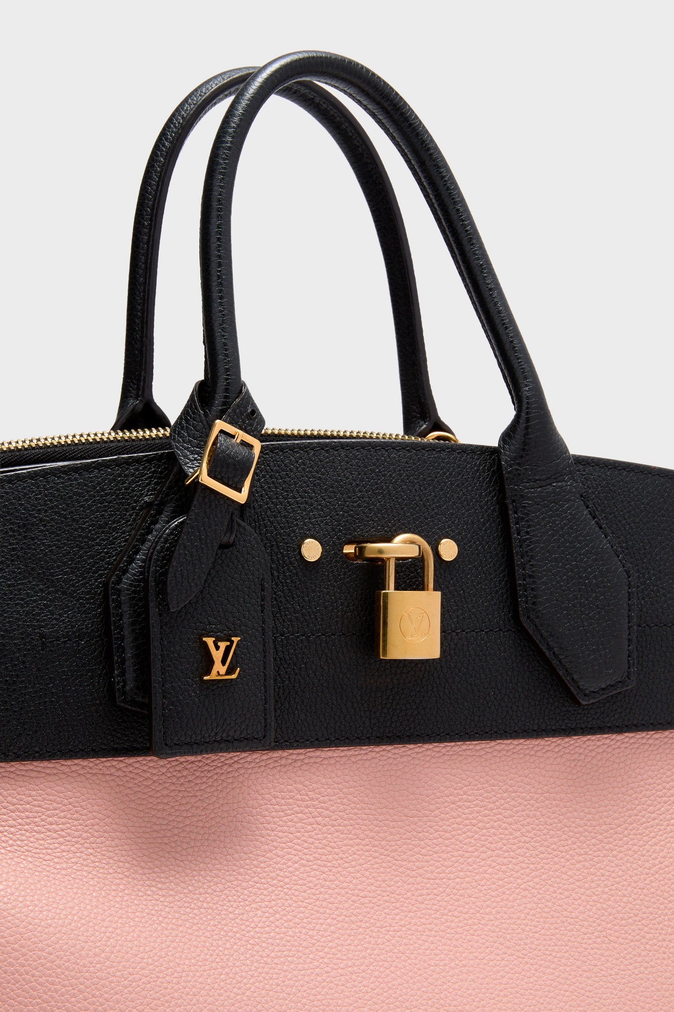 Louis Vuitton Magnolia Pink and Black Pebbled Calf Leather City Steamer MM