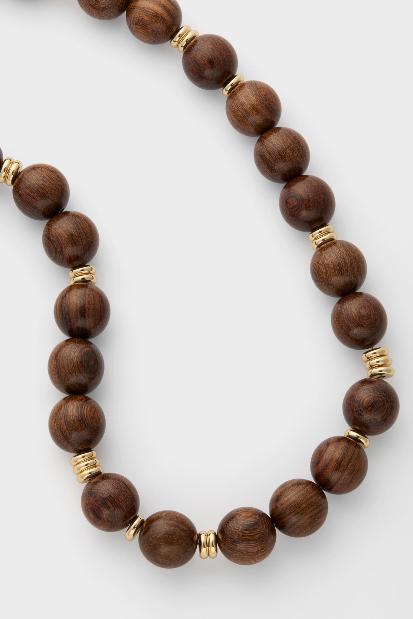 Wood and Gold Beaded Necklace