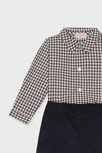 Burgundy Check Arlo Baby Boy Set