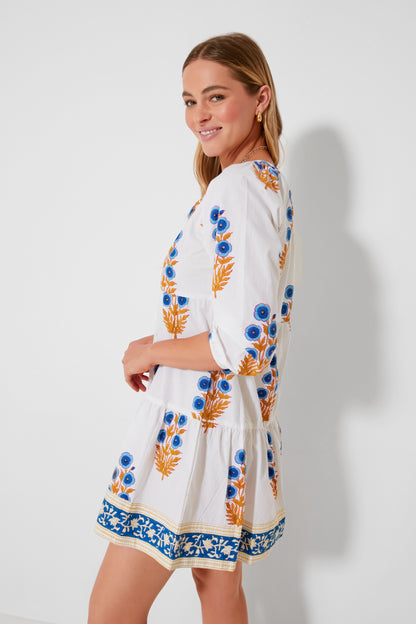 Cornflower Blue Poppy Print Joci Dress