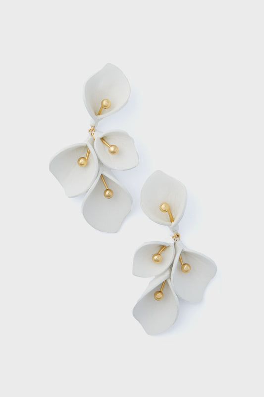 White Leather Val Earrings