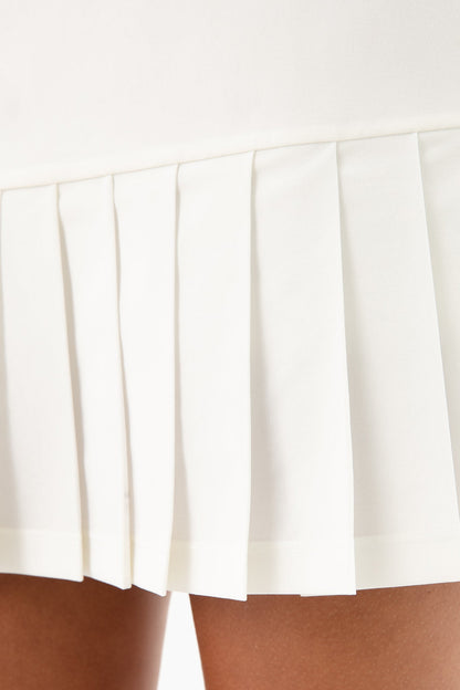 White Pleated Hem Tennis Skirt