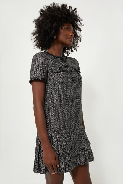 Black Metallic Boucle Mini Dress
