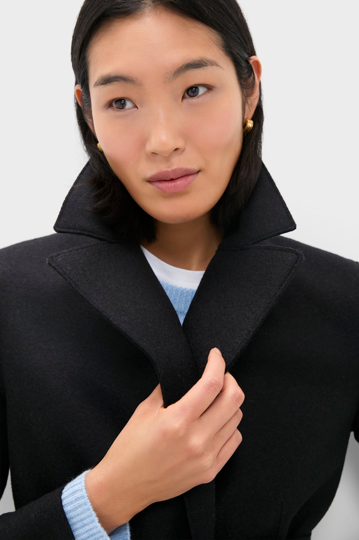 Black Pressed Wool Long Maxi Coat