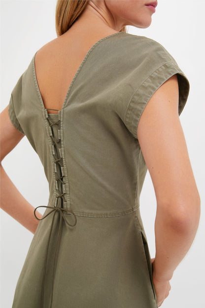 Burnt Olive Chino Solen Midi Dress