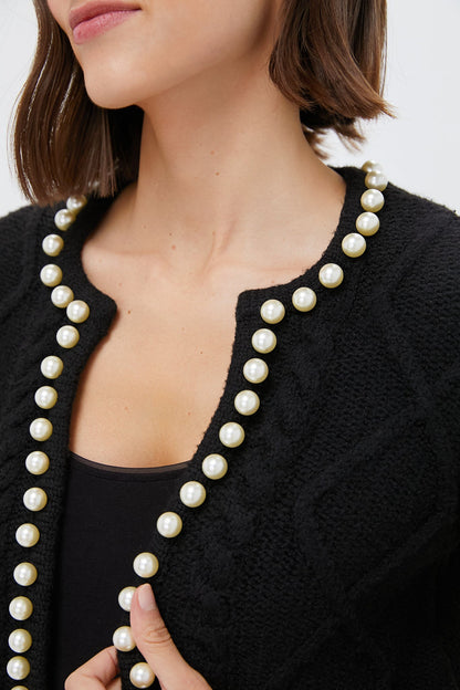 Black Pearl Trim Piper Cardigan