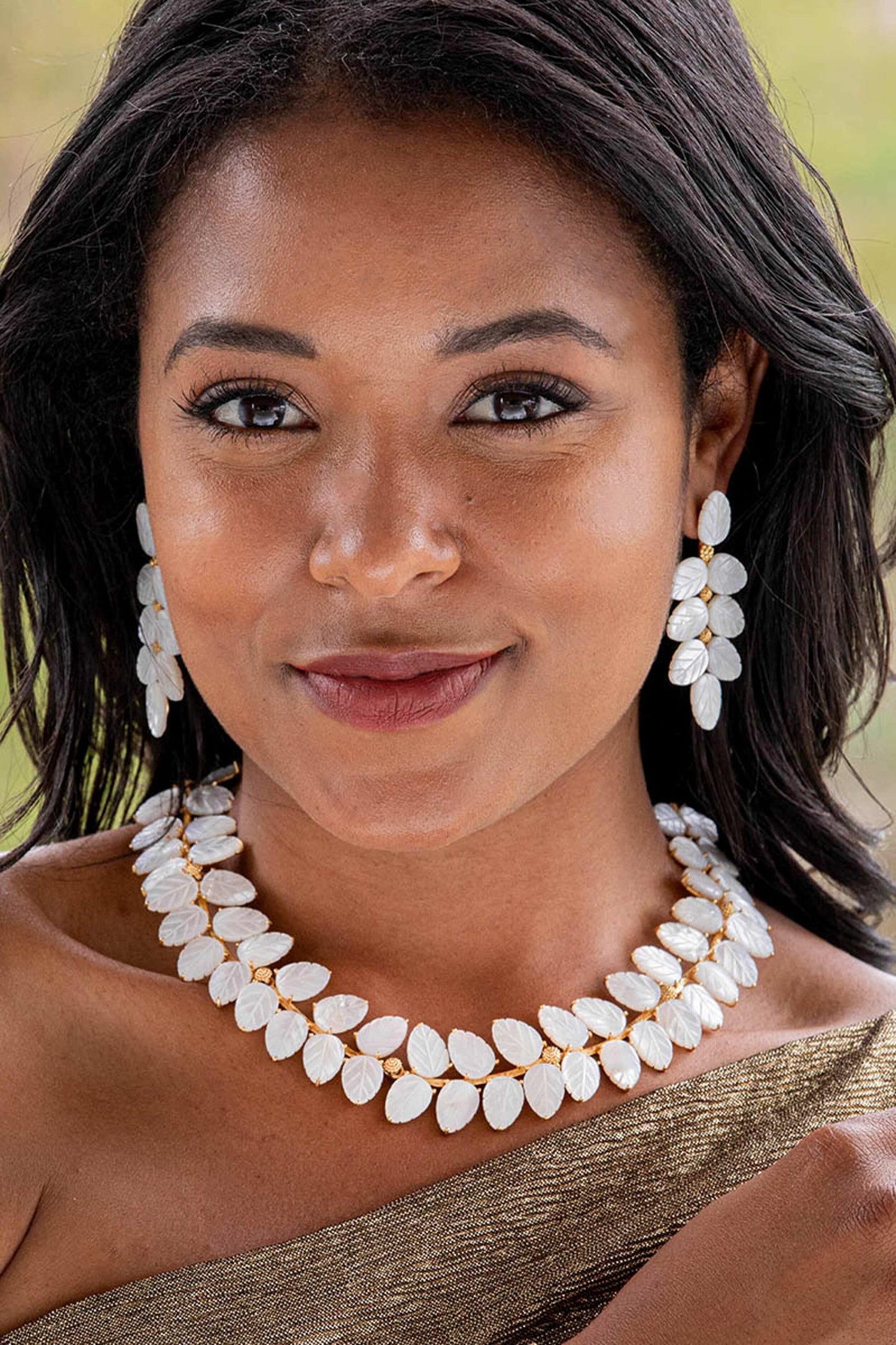 Mermaid Garden Vine Drop Earrings - MOP