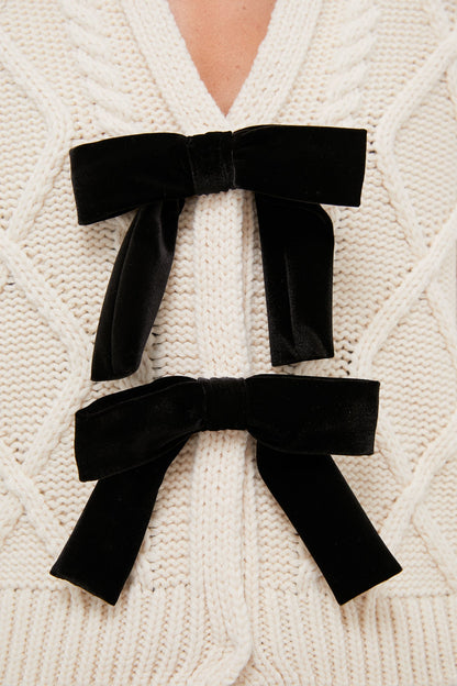 Cream & Black Velvet Bows Bess Cardigan