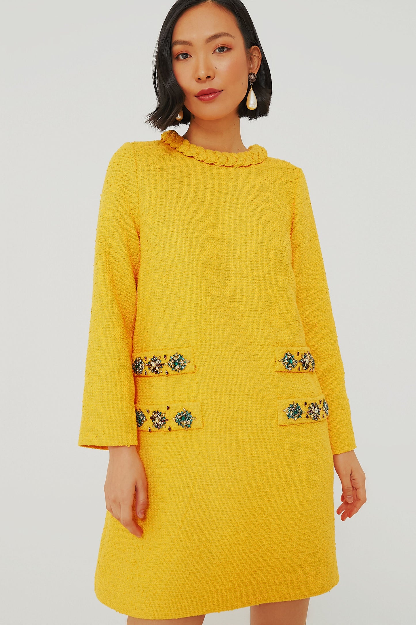 Marigold Tweed Long Sleeve Jackie Dress