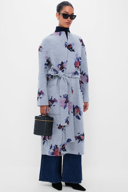 Painted Rose Grey Melange Oversize Belted Coat