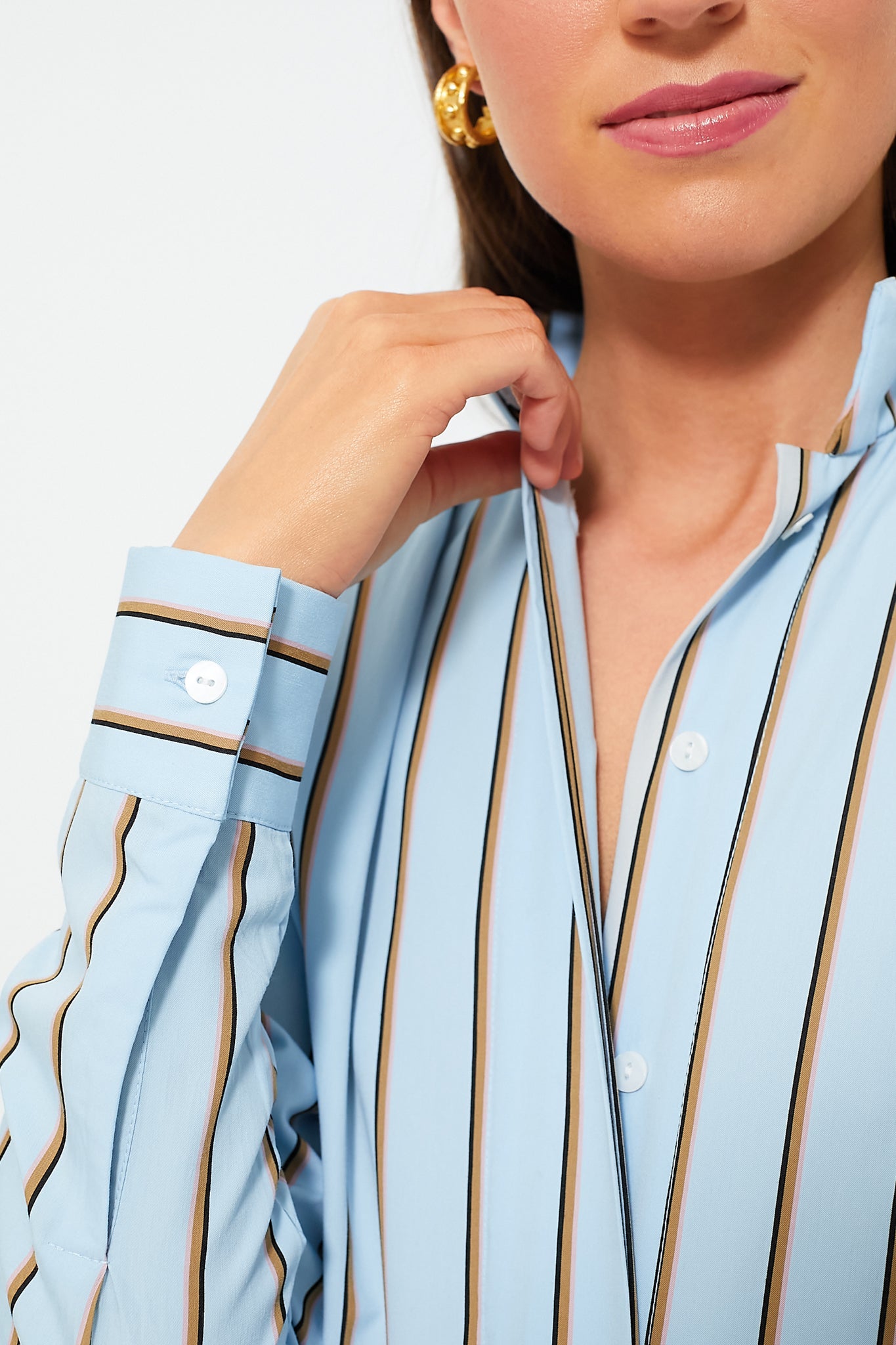 Celeste and Camel Robert Stripes Top