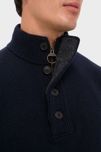 Navy Essential Patch Half Zip Knitted Jumper
