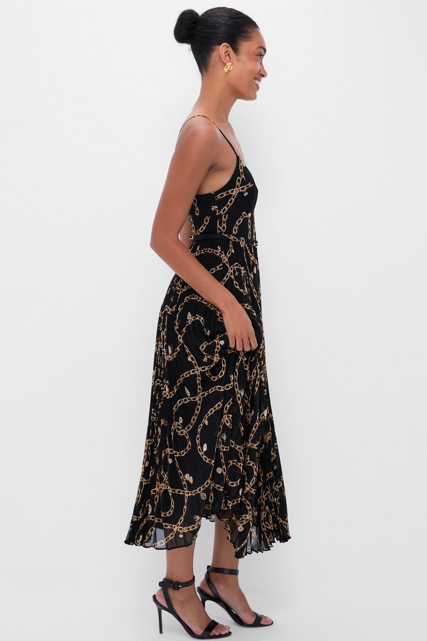 Black Charms Sunray Pleated Picnic Dress