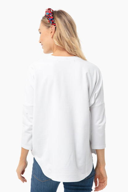 White Solid Swing Sweatshirt