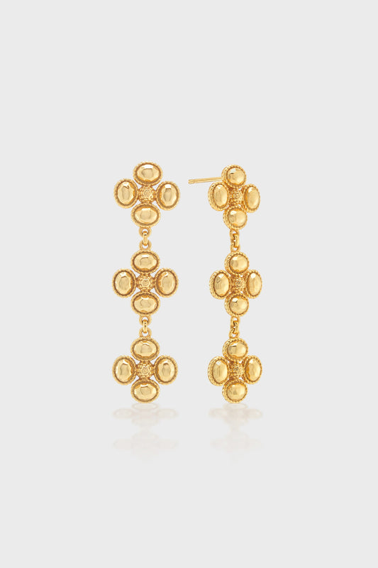 Berry Clover Linear Earrings - Gold