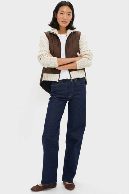 Mocha and Heathered Sand Patra Mixed Media Jacket