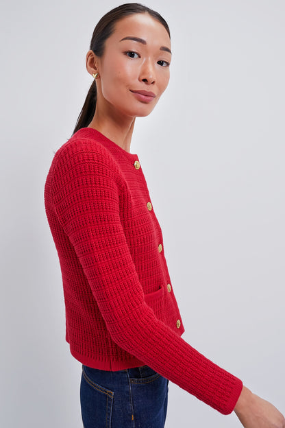 Red Woven Maybourne Cardigan