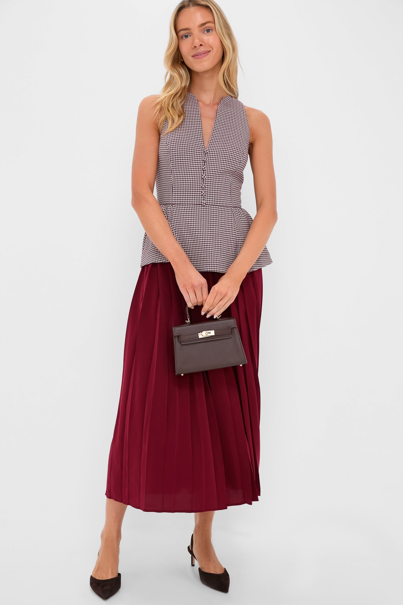 Berry Long Peplum Dress