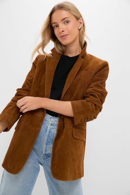 Toffee Suede Leo Blazer